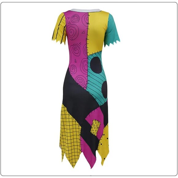Women's Green Christmas Nightmare Sally Halloween Costumes Cosplay Dress - Picture 3 of 7